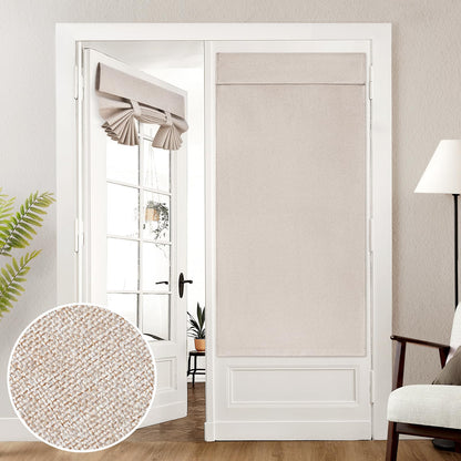 HOMEIDEAS 100% Blackout Linen Door Curtains for French Door 26x68 Inch