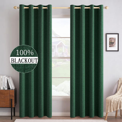 MIULEE 100% Blackout Linen Curtains for Bedroom 52x90 Inches Natural Beige