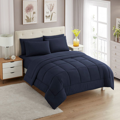 Full Size Comforter Set with Sheets - 7-Piece Bedding Collection - 1 Comforter, 1 Fitted Sheet, 1 Flat, 4 Pillowcases - Deep Pocket - Soft & Breathable Premium Quality - Ideal for All Seasons, Gray