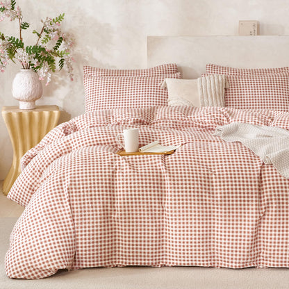 Comforter Queen Set Grid Black 100% Soft Washed Microfiber Jacquard 3 Pieces Grid Bedding Sets Grey White Comforter Queen for All Seasons and 2 Pillowcases Comfort Breathable