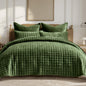RECYCO Channel Box Stitch Velvet Quilt Set, King Size, Beige