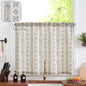 jinchan Linen Striped Tier Curtains for Kitchen Windows Green 26 x 24 inch