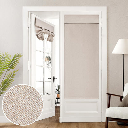 HOMEIDEAS 100% Blackout Linen Door Curtains for French Door 26x68 Inch