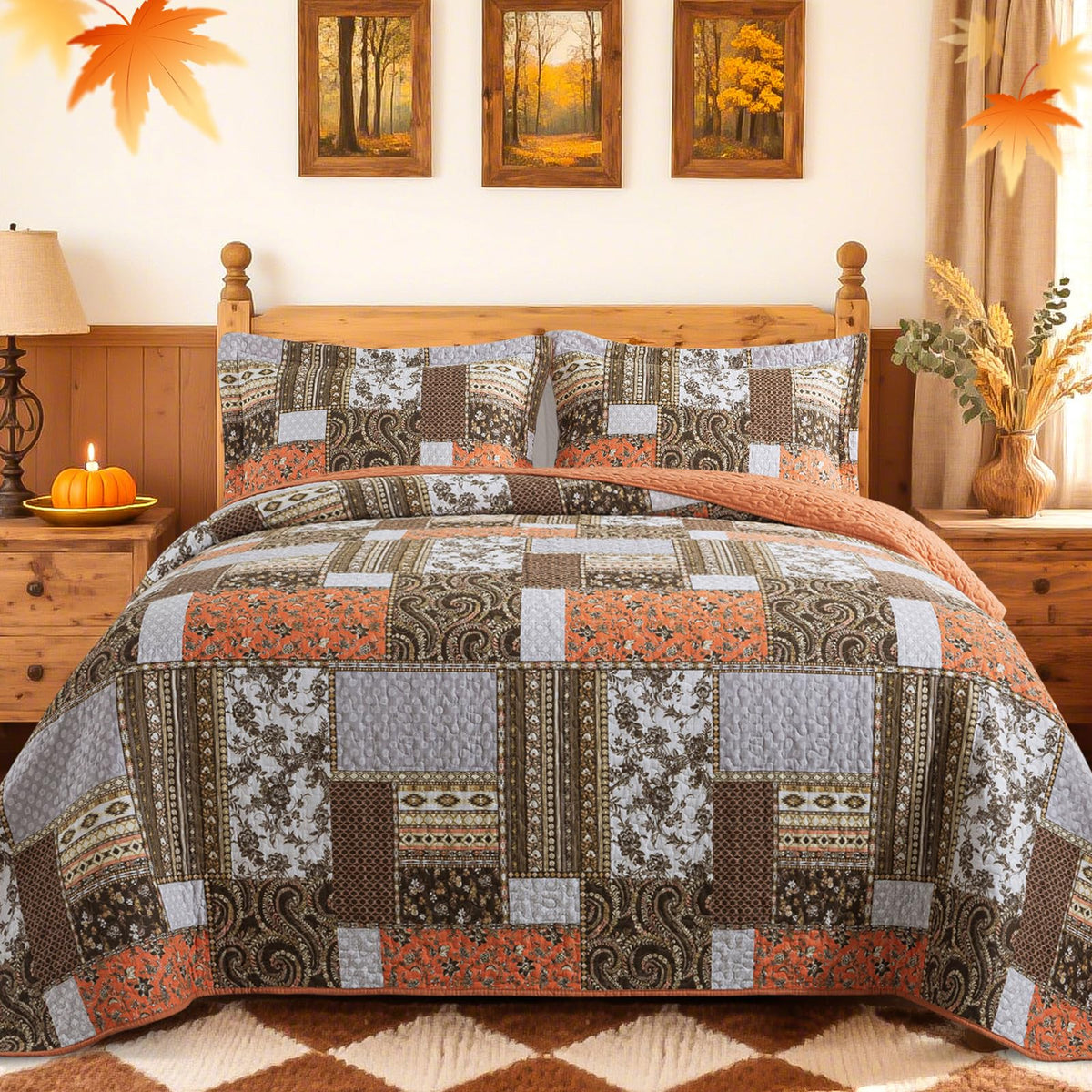 BEDIFANY Cotton King Size Quilt Sets, Lightweight King Quilt Bedding Set
