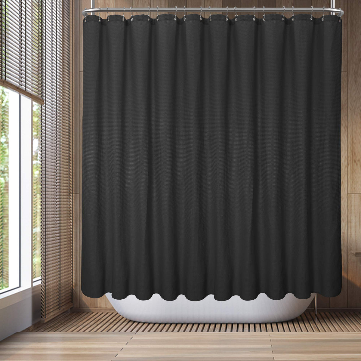 Barossa Design Waffle Weave White Shower Curtain Hotel, Standard Size