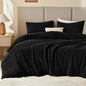 EXQ Home Fluffy Comforter Set Queen Size,3 Pieces Bed Set,Black