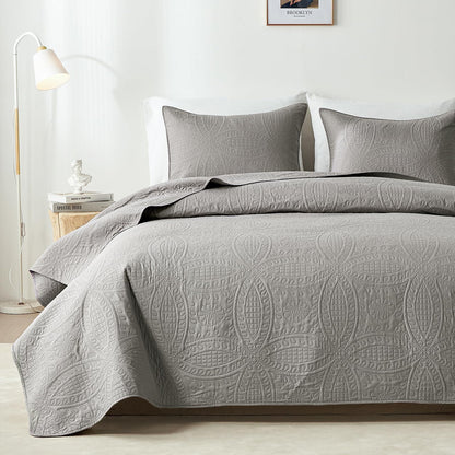 akkialla Queen Quilt Bedding Set,Olive Green Ultrasonic Full/Queen Quilt Set,Lightweight Soft Bedspread Coverlet,Modern Style Coin Pattern Bed Cover for All Seasons,3 Piece(1 Quilt,2 Pillow Shams)