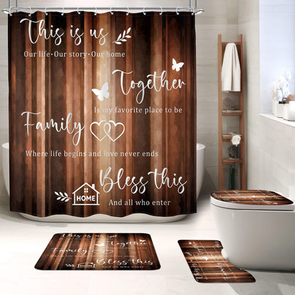 Rustic Brown Striped Shower Curtain Abstract Ombre Vintage Modern Masculine