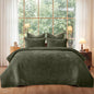 PHF Diamond Pattern Luxury Velvet Quilt Set Queen Size, Sand