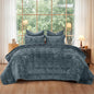 PHF Diamond Pattern Luxury Velvet Quilt Set Queen Size, Sand