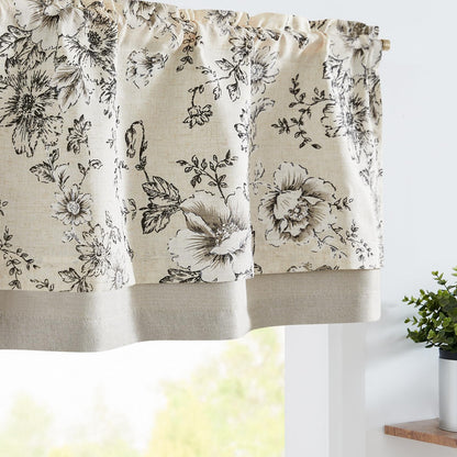 jinchan Linen Valance Curtain Farmhouse 16 Inch 1 Panel Blue on Beige