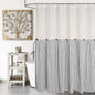 DOSLY IDÉES Farmhouse Shower Curtain,Beige and Gray Stripe,Button Curtain,Linen and Cotton Woven Fabric,Rustic Charm Country Chic Style,72x72 in