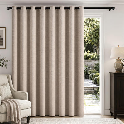 MIULEE 100% Blackout Linen Curtains for Bedroom 52x90 Inches Natural Beige
