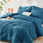 Full Comforter Set - 7PCS Bed in a Bag, Seersucker Bedding Set, Dark Grey