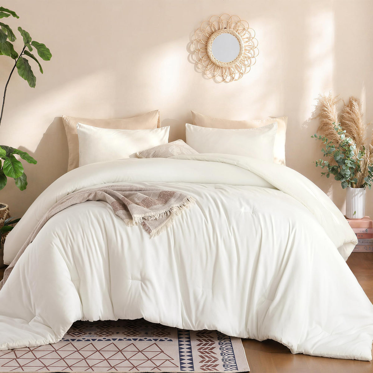 weigelia Pink Comforter Set Full Size, All Season Lightweight Bedding Set