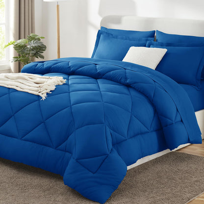 CozyLux Full Comforter Set 82"x86" Dark Grey - 7 Piece Bed in a Bag