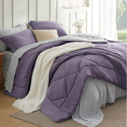 Bedsure Bed in a Bag Full Reversible Bed Set 7 Pieces Grey/Light Grey