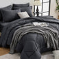 HEVUMYI 7-Piece Full Comforter Set, Dark Grey Bed in a Bag