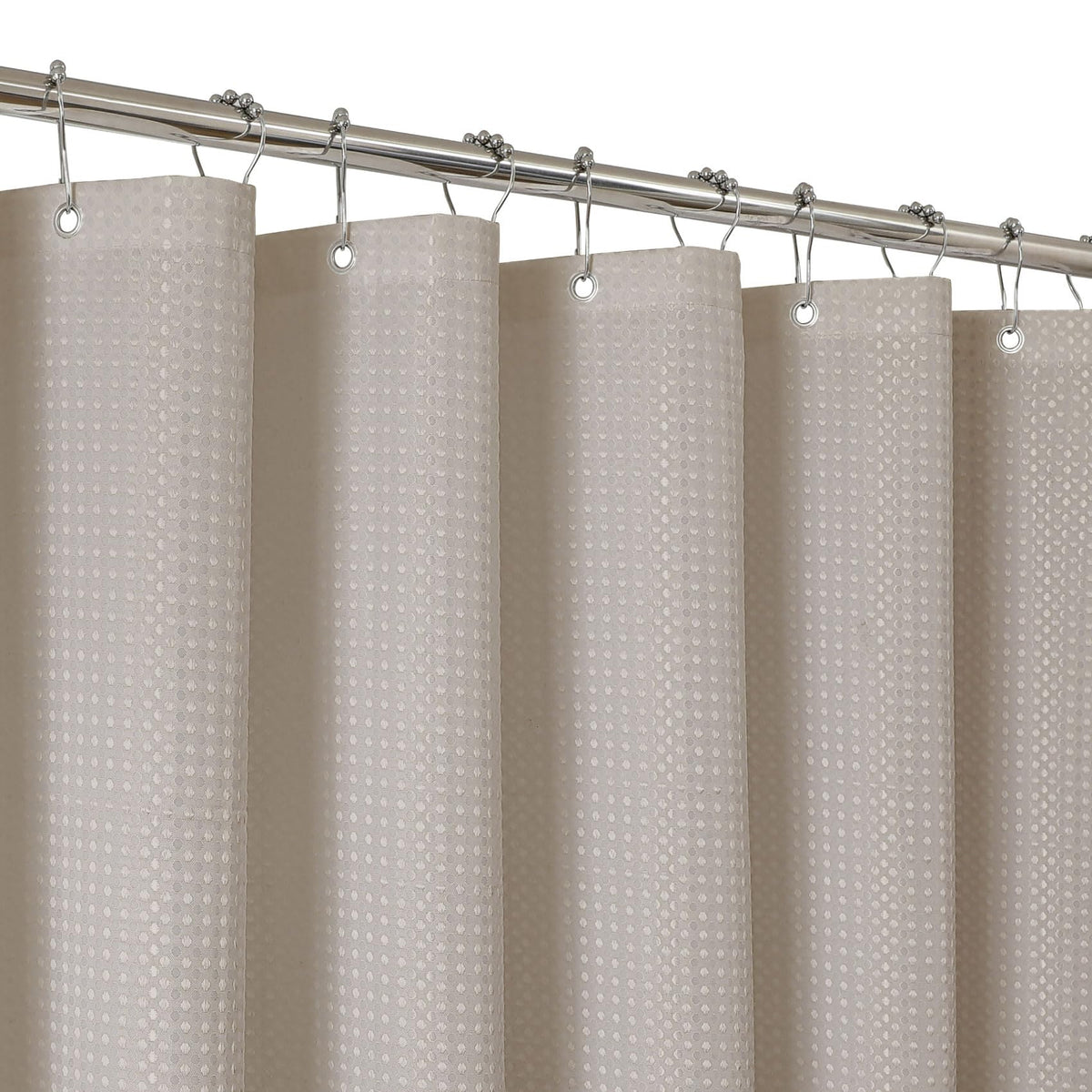 2-in-1 Waterproof Fabric Shower Curtain - No Separate Liner Needed, Hotel-Style Waffle Weave, Effortless Cleaning & Washable Bathroom Shower Curtain Set,72Wx72H,White