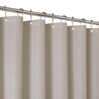 2-in-1 Waterproof Fabric Shower Curtain - No Separate Liner Needed, Hotel-Style Waffle Weave, Effortless Cleaning & Washable Bathroom Shower Curtain Set,72Wx72H,White