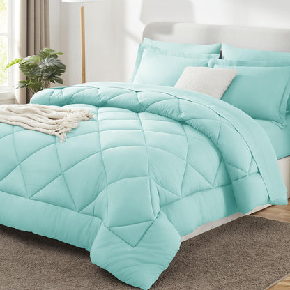 CozyLux Full Comforter Set 82"x86" Burgundy - 7 Piece Bed in a Bag