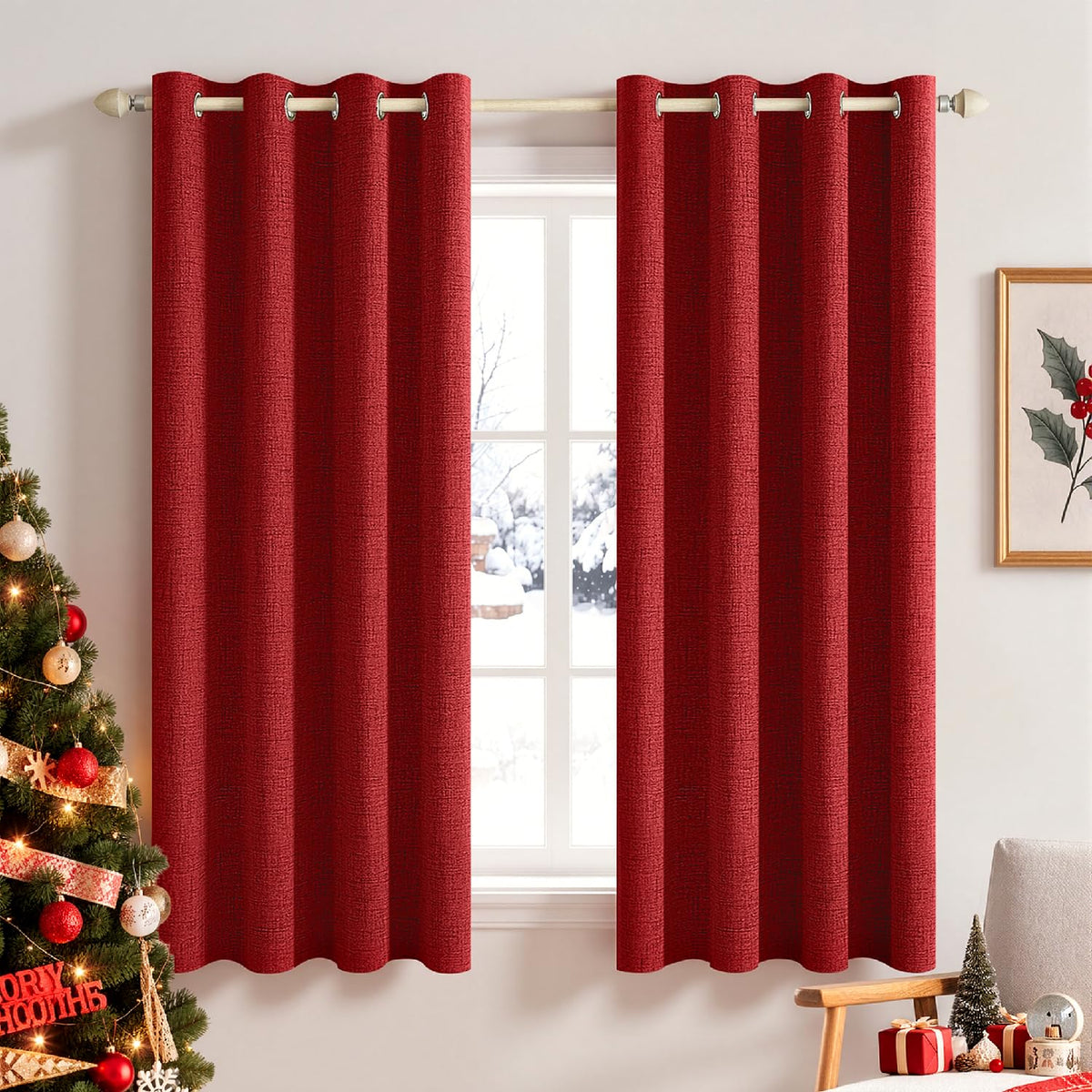 MIULEE 100% Blackout Linen Curtains for Bedroom 52x90 Inches Natural Beige