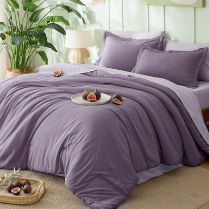Bedsure Blue Bedding Set Queen Bed in a Bag Contrasting Bed 7 Pieces