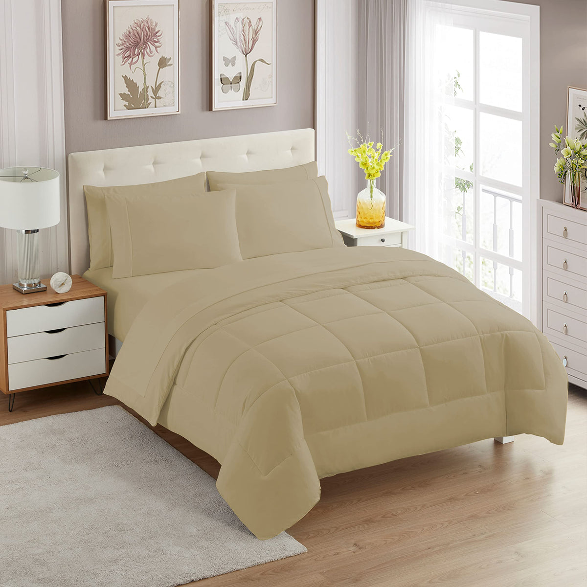 Full Size Comforter Set with Sheets - 7-Piece Bedding Collection - 1 Comforter, 1 Fitted Sheet, 1 Flat, 4 Pillowcases - Deep Pocket - Soft & Breathable Premium Quality - Ideal for All Seasons, Gray