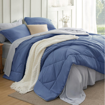Bedsure Bed in a Bag Full Reversible Bed Set 7 Pieces Grey/Light Grey