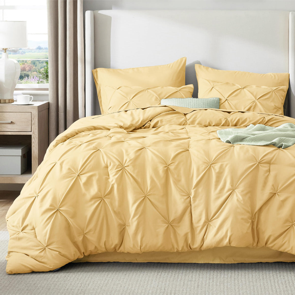 Bedsure 7-Piece King Size Comforter Set & Sheets, Olive Green King Bedding