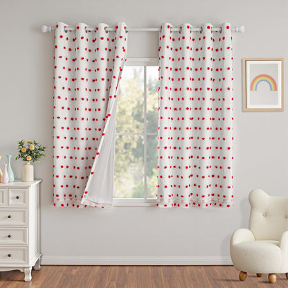 MYSKY HOME Kids Blackout Curtains for Boys Bedroom 84 Inch Long 100% Light Blocking Cute Curtains for Playing Room 2 Panels Grommet Nursery Drapes with Rainbow Pom Pom Sheer 2 Layered 50W x 84L