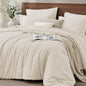 JOLLYVOGUE Queen Comforter Set 7 Pieces Dark Green, Cationic Dyeing Bed in a Bag Queen, Double-Tone Bedding Set with Down Alternative Comforter, Sheets, Pillowcases & Shams
