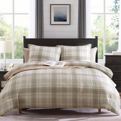 MaiRêve Plaid Queen Comforter Set Navy Blue 7 Pieces Bed in a Bag