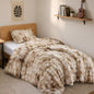 YIKUSH Queen Faux Fur Soft Comforter Set, Fluffy Linen Rabbit Fur Comforter