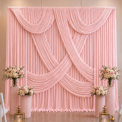 10x10ft Wrinkle Free Ivory Backdrop Curtain for Parties Soft Fabric Drapes Wedding Ivory Curtain Backdrop for Birthday Party Decorations Background for Photography 5x10ft,2 Panels
