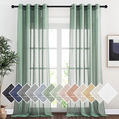 NICETOWN Semi Sheer Linen Ivory Curtains for Bedroom, W52xL84, 2 Panels