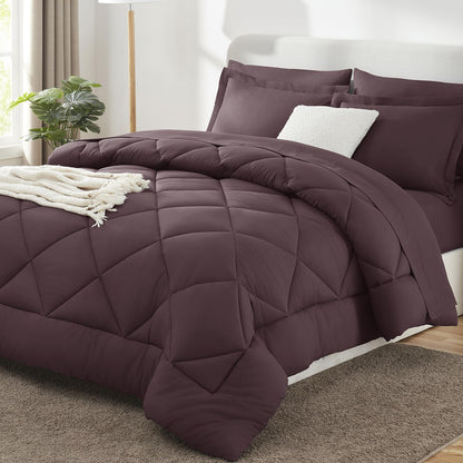 CozyLux Full Comforter Set 82"x86" Dark Grey - 7 Piece Bed in a Bag