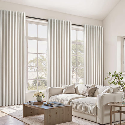 Topfinel Cream Linen Blackout Curtains 84 Inch Long for Bedroom Living Room, Ivory Pinch Pleat Back Tab Full Blackout Drapes Farmhouse Boho Curtains for Window, White Neutral Curtains 52" X 84" 7 FT