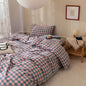 LifeTB Queen Comforter Set Fluffy Plaid Checkered Pattern Modern Style Geometric Comforter with 2 Pillow Shams Grid Plaid Bedding Comforter for Boys Men All Season Queen Size Bed Comforter Set