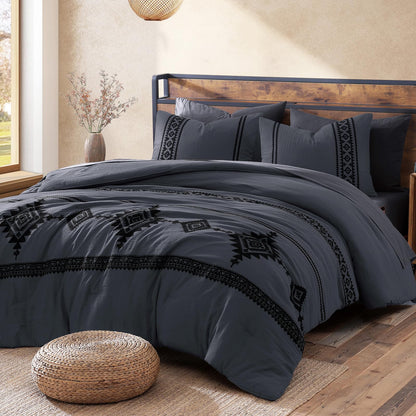 MaiRêve Embroidery Queen Comforter Set 7 Pieces Burnt Orange Bed in a Bag