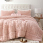 Smoofy Fluffy Queen Comforter Set, Faux Fur Pink Comforter Set 3 Pcs