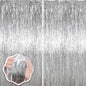 Voircoloria Laser Pink Foil Fringe Backdrop Curtains,3.3x6.6ft, 2 Pack