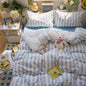 LifeTB Queen Comforter Set Fluffy Plaid Checkered Pattern Modern Style Geometric Comforter with 2 Pillow Shams Grid Plaid Bedding Comforter for Boys Men All Season Queen Size Bed Comforter Set