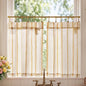 jinchan Linen Striped Tier Curtains for Kitchen Windows Green 26 x 24 inch