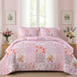 Mybedsoul Boho Quilts Queen Size, Patchwork Floral Bedding Set, Blue