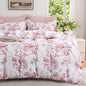 MUXHOMO Duvet Cover King Size, 3-Piece Floral Grey-Blue Bedding Set
