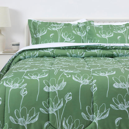 Amazon Basics Full/Queen Comforter Set with Sheets, 7-Piece Blue Stripe Bedding, Lightweight Microfiber Bed-in-a-Bag, Striped