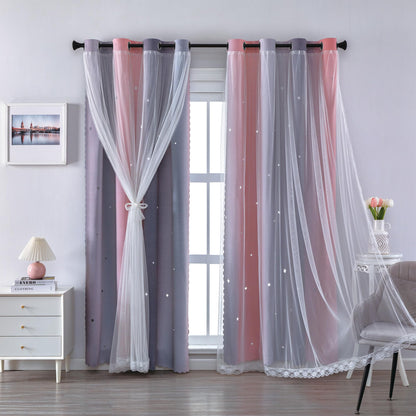 XiDi Blackout Curtains for Girls Bedroom Decor Pink Kids Rainbow Curtains