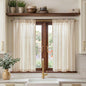 jinchan Linen Striped Tier Curtains for Kitchen Windows Green 26 x 24 inch