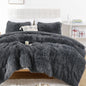 Smoofy Fluffy Queen Comforter Set, Faux Fur Pink Comforter Set 3 Pcs